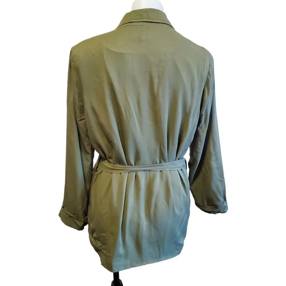 Daniel Rainn Olive Green Jacket With Belt Cargo Pockets Womens Small NWOT - Picture 5 of 11